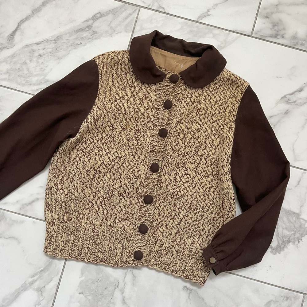 Vintage 40s-50s Knit Cardigan Sweater Jacket Sz Small - Med Mid-Century Fashion